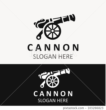 Cannon Artilery logo vintage image design. cannonball military logo concept Cannon Artilery logo vintage image design. cannonball military logo concept 103266823