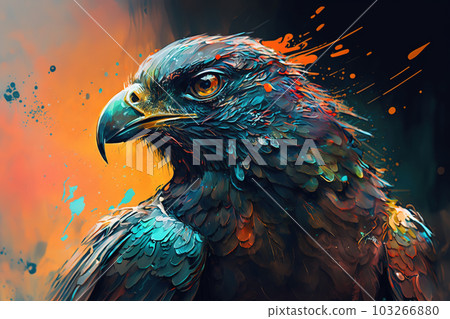 Image of a bird with beautiful bright colors. Animals. Illustration, Generative AI. 103266880