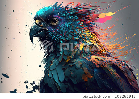 Image of a bird with beautiful bright colors. Animals. Illustration, Generative AI. 103266915