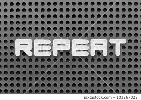 White alphabet letter in word repeat on black pegboard background 103267022