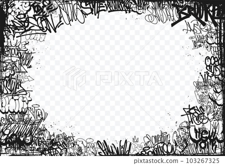 Cool graffiti tags border isolated on transparent background. Cool graffiti tags border isolated on transparent background. 103267325