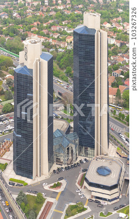 Sabanci Center, or Twin towers of Sabanci, located close to the Buyukdere Avenue, Besiktas district, Istanbul, Turkey Sabanci Center, or Twin towers of Sabanci, located close to the Buyukdere Avenue, Besiktas district, Istanbul, Turkey 103267326