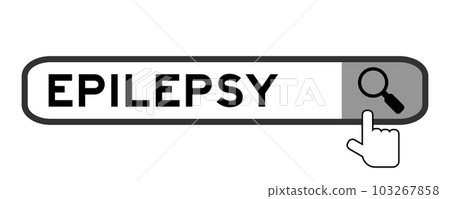 Search banner in word epilepsy with hand over magnifier icon on white background 103267858