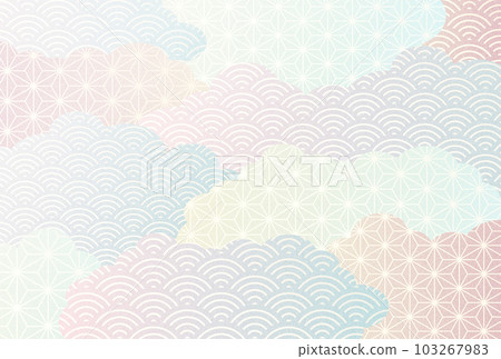 Midsummer summer greeting card Japanese pattern cloud background 103267983