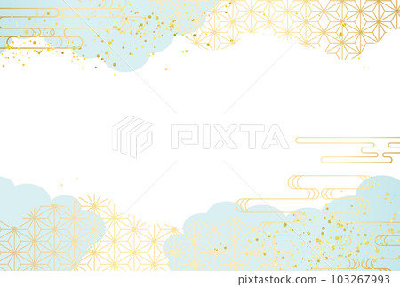 Summer Japanese pattern light blue, blue, gold, luxury, clouds Background Father's Day midyear gift 103267993