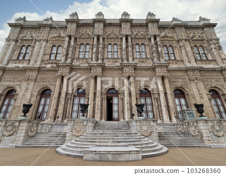 Dolmabahce Palace, or Dolmabahce Sarayi, located in the Besiktas district, Bosphorus, Istanbul, Turkey 103268360
