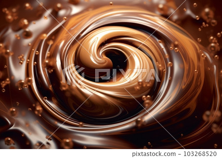 A chocolate swirl, created with a mixture of melted chocolate and cream, with dark and light tones mixing together. Generative AI A chocolate swirl, created with a mixture of melted chocolate and cream, with dark and light tones mixing together. Generative AI 103268520