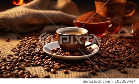 Roasted coffee beans close-up, Generated AI Roasted coffee beans close-up, Generated AI 103269484