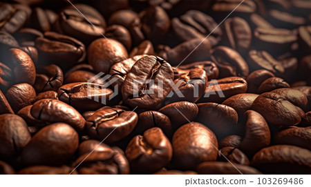 Roasted coffee beans close-up, Generated AI Roasted coffee beans close-up, Generated AI 103269486