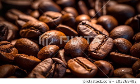 Roasted coffee beans close-up, Generated AI Roasted coffee beans close-up, Generated AI 103269492