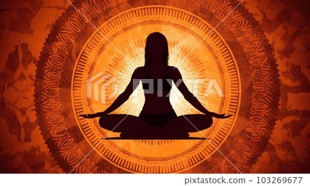 Girl doing yoga, colored mandala, mental health, meditation, Generated AI Girl doing yoga, colored mandala, mental health, meditation, Generated AI 103269677