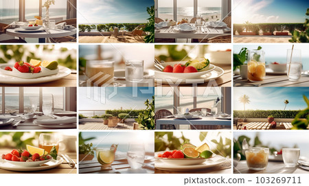 A collage of different dishes, restaurant concept, Generated AI 103269711