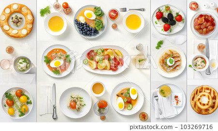 A collage of different dishes, restaurant concept, Generated AI 103269716