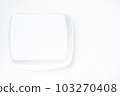 White square  Food box , for delivery, on white stone table background, top view flat lay, with copy space for text 103270408