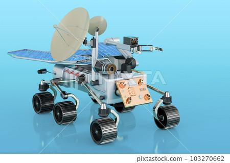 Planetary rover on blue background, 3D rendering 103270662