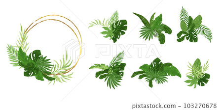 Set of a golden round frame with a composition Set of a golden round frame with a composition 103270678