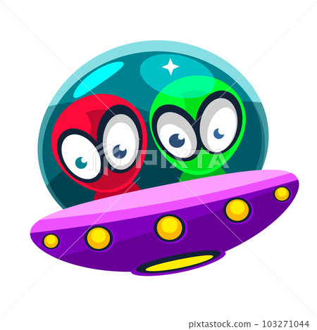 Alien and astronaut are engaged in races in outer space. illustration 103271044
