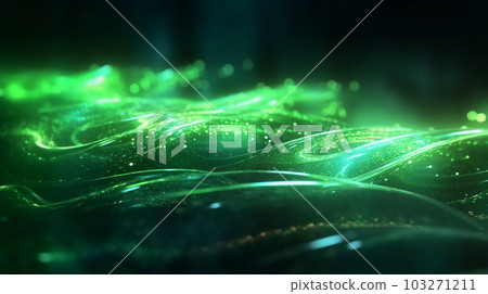 Abstract futuristic background with glowing neon wave lines, bokeh, for postcards, wallpaper and posters. Generated AI 103271211