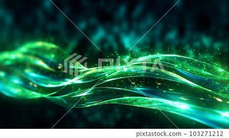 Abstract futuristic background with glowing neon wave lines, bokeh, for postcards, wallpaper and posters. Generated AI 103271212