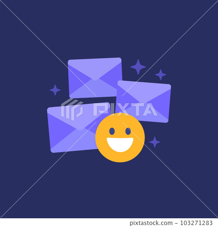 emails and happy emoji icon, vector emails and happy emoji icon, vector 103271283