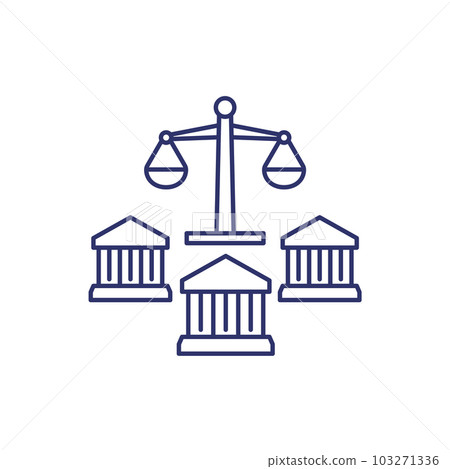 banking law line icon with scales 103271336