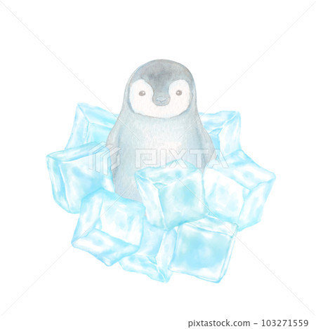 Icon of a cute penguin inside an ice cube. Icon of a cute penguin inside an ice cube. 103271559