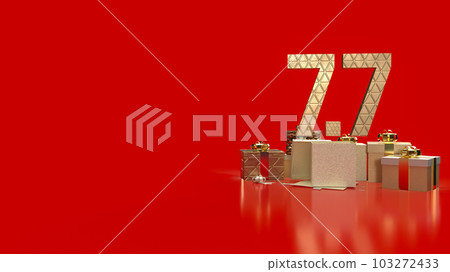 The gold number 7.7 on gift box on red Background for promotion concept 3d rendering The gold number 7.7 on gift box on red Background for promotion concept 3d rendering 103272433