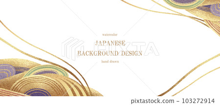 日式圖案,金色,金箔,相框,背景,新年賀卡,波浪, 日式圖案,金色,金箔,相框,背景,新年賀卡,波浪, 103272914