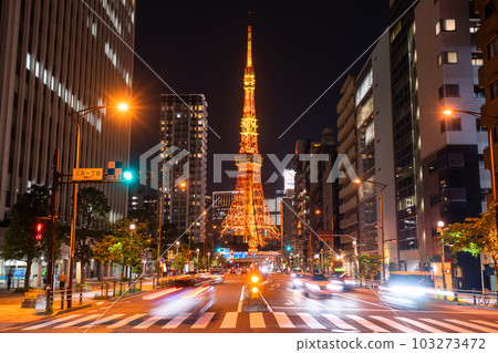 “東京”城市景觀與東京塔 / 東京城市景觀在晚上 103273472