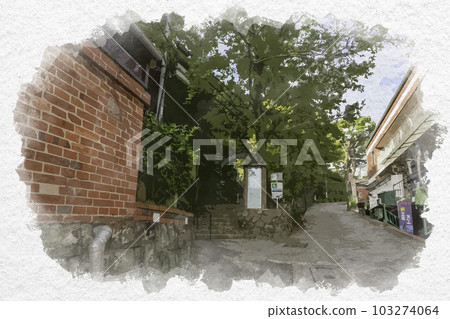 Watercolor-style Nagasaki Glover Garden entrance, Nagasaki City, Nagasaki Prefecture 103274064