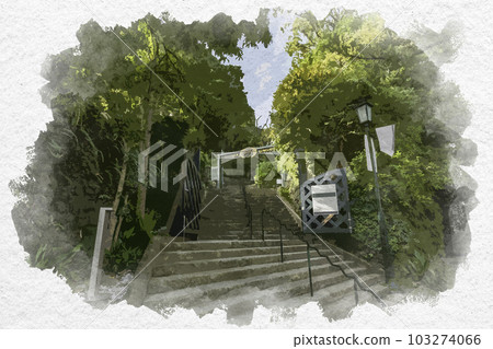 長崎縣長崎市水彩風格的長崎哥拉巴花園入口 長崎縣長崎市水彩風格的長崎哥拉巴花園入口 103274066