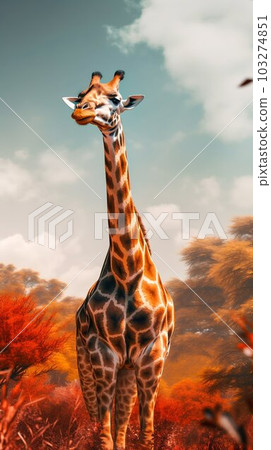 Giraffe Standing Tall in the African Savannah. Generative ai Giraffe Standing Tall in the African Savannah. Generative ai 103274851