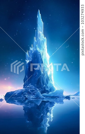 Luminescent Iceberg in Ocean. Generative ai 103274933