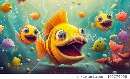 Yellow Fish. Cartoon Underwater Animal. Graphic by onyxproj · Creative  Fabrica