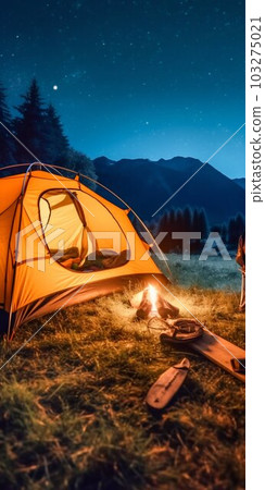 Outdoor Camping at Nature Night Star Background. Generative ai Outdoor Camping at Nature Night Star Background. Generative ai 103275021