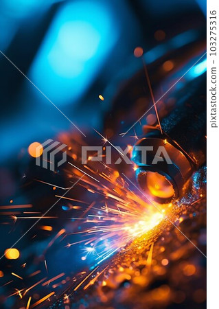 Macro Closeup of Gas Arc Welder with Brilliant Sparks of Light. Generative ai Macro Closeup of Gas Arc Welder with Brilliant Sparks of Light. Generative ai 103275316