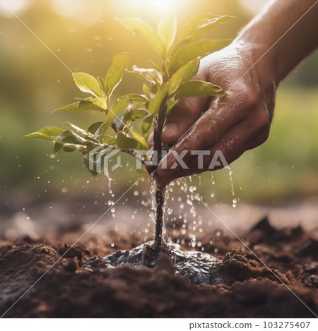 Hand Planting Tree, World Save Life, and Plant a Tree. Generative ai 103275407