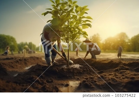Planting Tree, World Save Life, and Plant a Tree. Generative ai 103275422