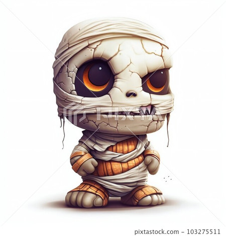 Cute and Funny Cartoon Mummy Character Isolated on White Background. Generative ai 103275511