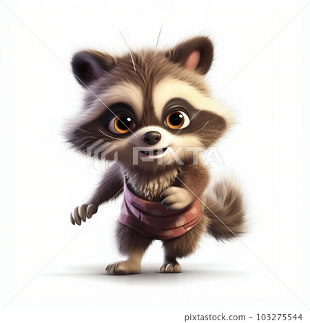 Funny Baby Raccoon Cartoon Illustration Isolated on White Background. Generative ai 103275544