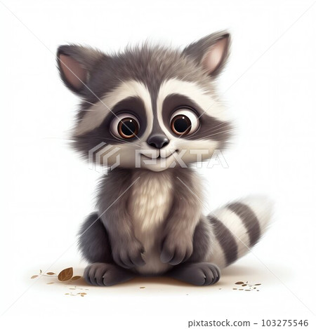 Funny Baby Raccoon Cartoon Illustration Isolated on White Background. Generative ai 103275546