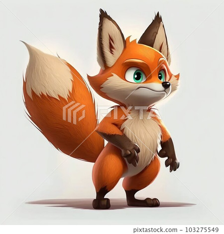 Funny Fox Cartoon Character Illustration Isolated on White Background. Generative ai 103275549