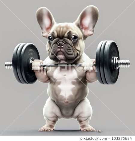 Muscular French Bulldog Lifting Weights in Fitness, Isolated on White Background. Generative ai Muscular French Bulldog Lifting Weights in Fitness, Isolated on White Background. Generative ai 103275654