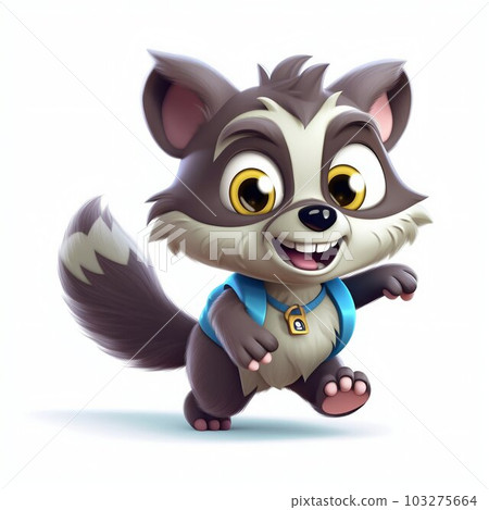 Funny Baby Raccoon Cartoon Illustration Isolated on White Background. Generative ai 103275664