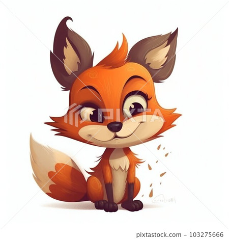 Funny Fox Cartoon Character Illustration Isolated on White Background. Generative ai Funny Fox Cartoon Character Illustration Isolated on White Background. Generative ai 103275666