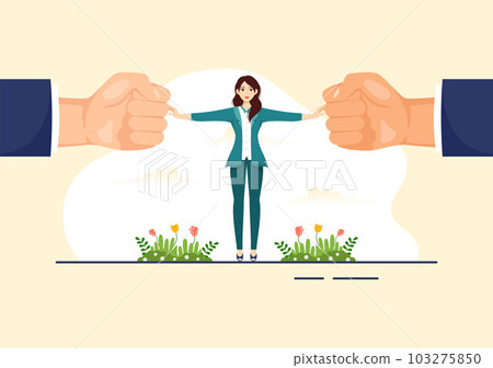 Conflict Resolution and Management Vector Illustration with Two Society Groups Different Opinions and Disagreement in Landing Page Hand Drawn 103275850