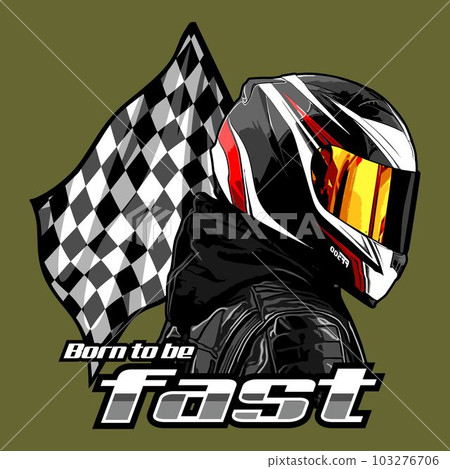 biker with helmet flow pattern checkered flag background 103276706