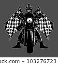 army biker and checkered flag 103276723