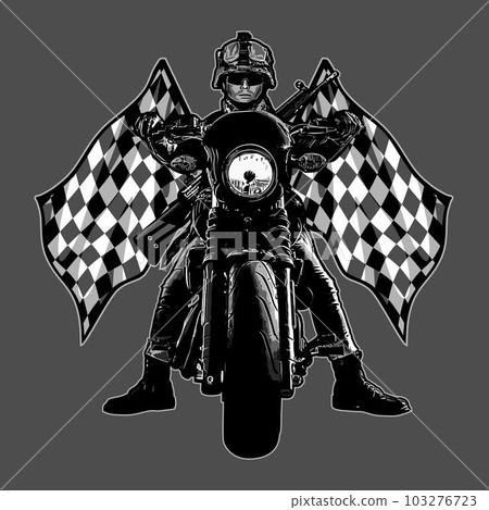 army biker and checkered flag 103276723