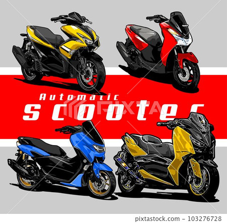 autamatic scooter family with various colors autamatic scooter family with various colors 103276728